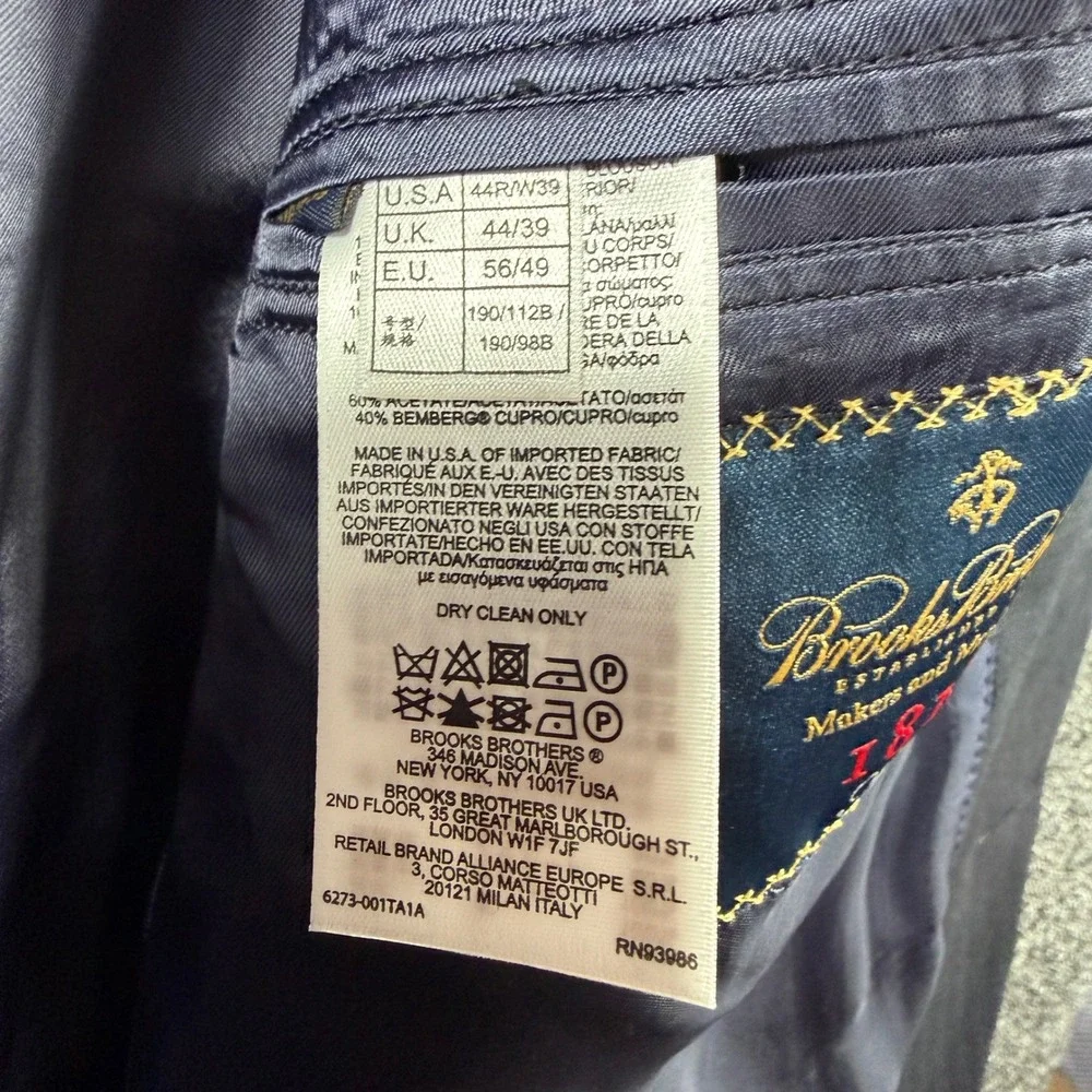 Brooks Brothers 1818 Madison 2‎ Piece Suit 44R W39x27 Gray Saxon Wool Hemmed